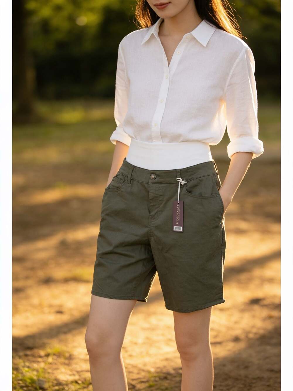 Lincoln Outfitters Bermuda Mid Rise 9 Inch Inseam Comfort Stretch No Gap Waistba